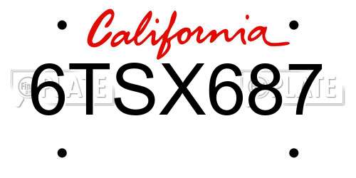6TSX687 California License Plate