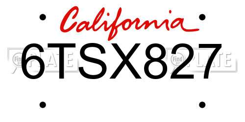 6TSX827 California License Plate