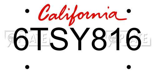 6TSY816 California License Plate