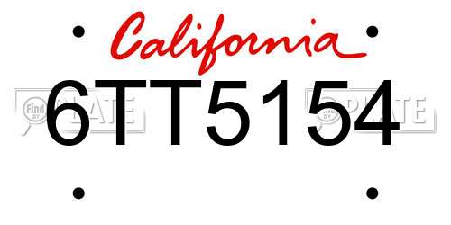 6TT5154 California License Plate