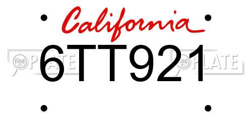 6TT921 California License Plate