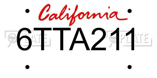 6TTA211 California License Plate