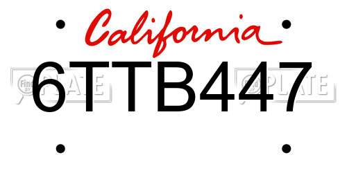6TTB447 California License Plate