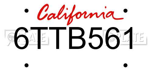 6TTB561 California License Plate