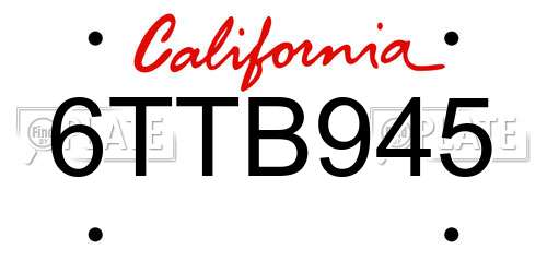 6TTB945 California License Plate