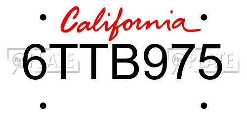 6TTB975 California License Plate