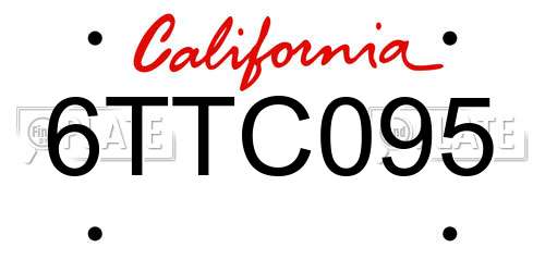 6TTC095 California License Plate