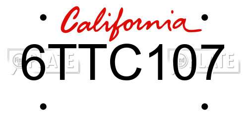 6TTC107 California License Plate