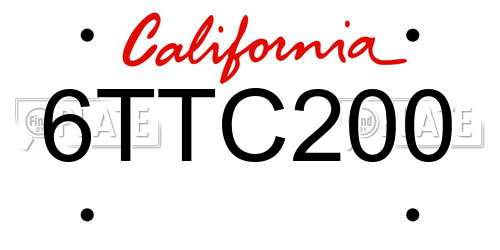 6TTC200 California License Plate