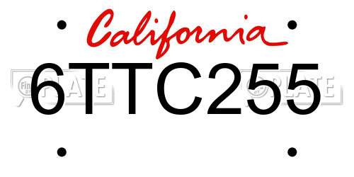 6TTC255 California License Plate
