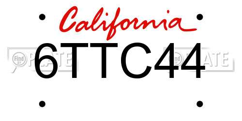 6TTC44 California License Plate