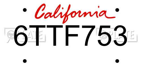 6TTF753 California License Plate
