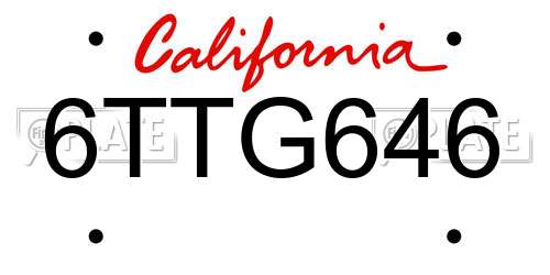 6TTG646 California License Plate