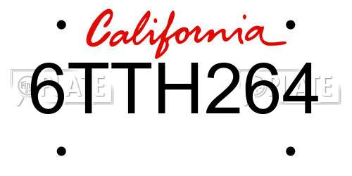 6TTH264 California License Plate