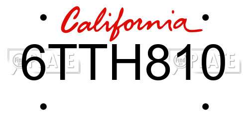 6TTH810 California License Plate