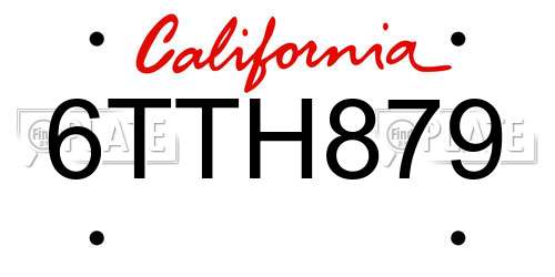6TTH879 California License Plate