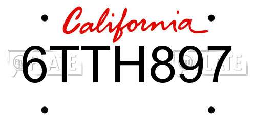 6TTH897 California License Plate