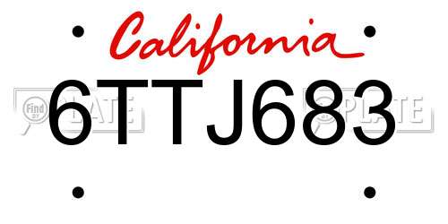 6TTJ683 California License Plate