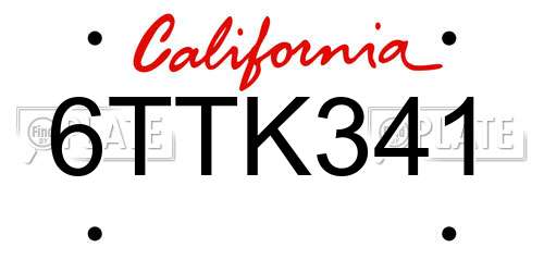 6TTK341 California License Plate