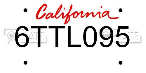 6TTL095 California License Plate