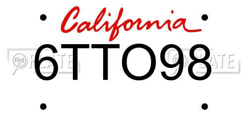 6TTO98 California License Plate