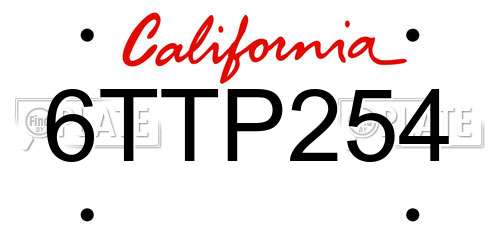 6TTP254 California License Plate