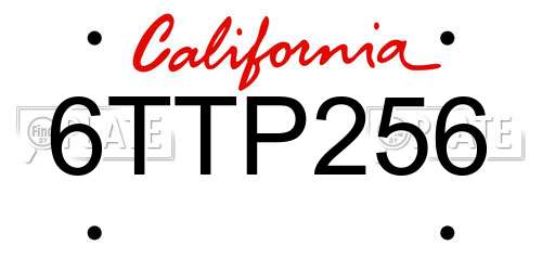 6TTP256 California License Plate