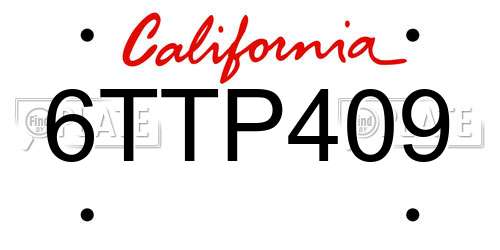 6TTP409 California License Plate