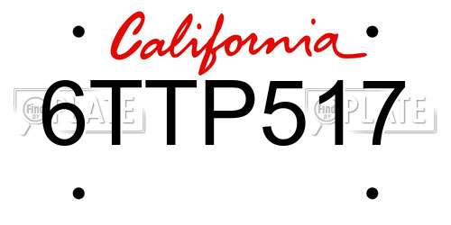 6TTP517 California License Plate