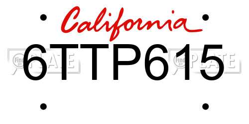 6TTP615 California License Plate