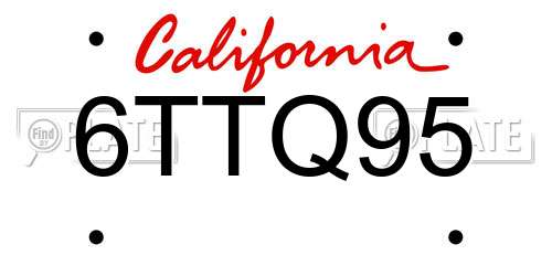 6TTQ95 California License Plate