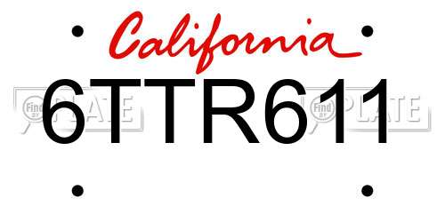 6TTR611 California License Plate