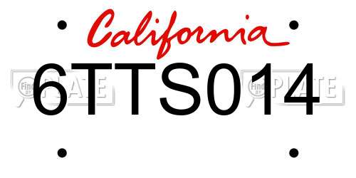 6TTS014 California License Plate