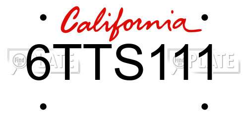 6TTS111 California License Plate