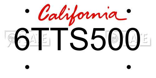 6TTS500 California License Plate
