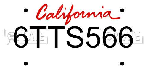 6TTS566 California License Plate