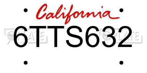 6TTS632 California License Plate