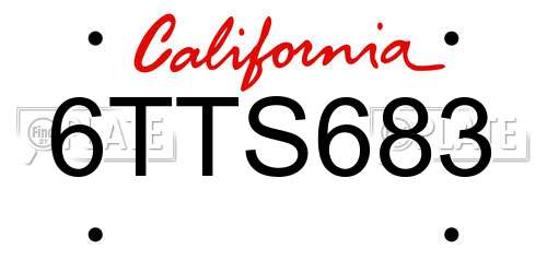 6TTS683 California License Plate