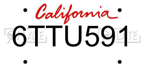 6TTU591 California License Plate
