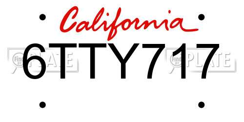 6TTY717 California License Plate