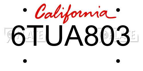 6TUA803 California License Plate