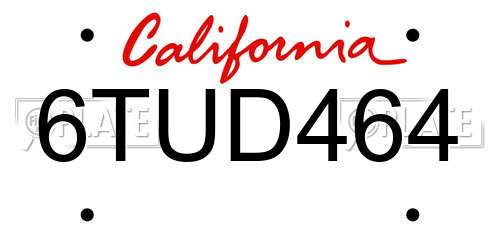 6TUD464 California License Plate