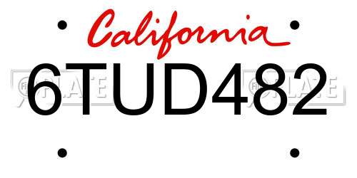 6TUD482 California License Plate