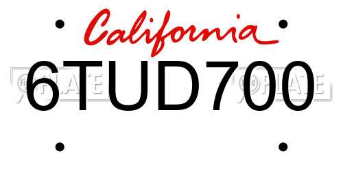 6TUD700 California License Plate