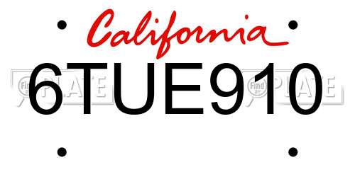 6TUE910 California License Plate