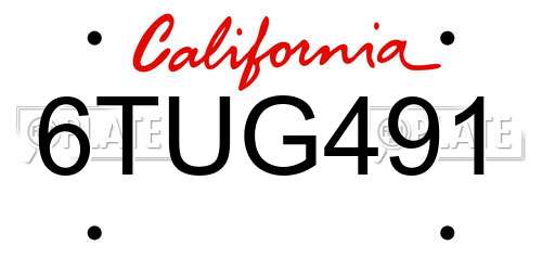 6TUG491 California License Plate