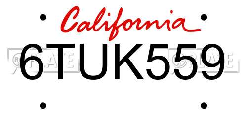 6TUK559 California License Plate