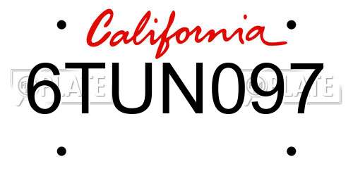 6TUN097 California License Plate