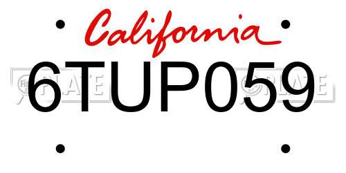 6TUP059 California License Plate