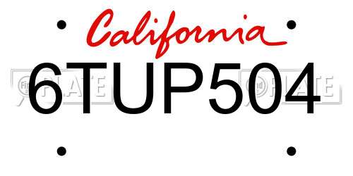 6TUP504 California License Plate